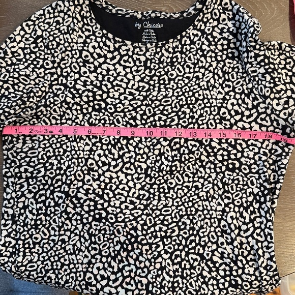 Chico's animal print Leopard long sleeve cotton top black size 2 - Picture 2 of 8